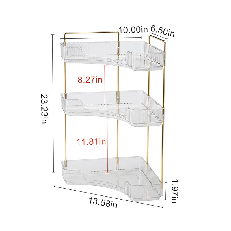 Makeup Storage Shelf Multi-function Bathroom Accessor Large Capacity 3-layer Lipstick Perfume Skincare Corner Rack