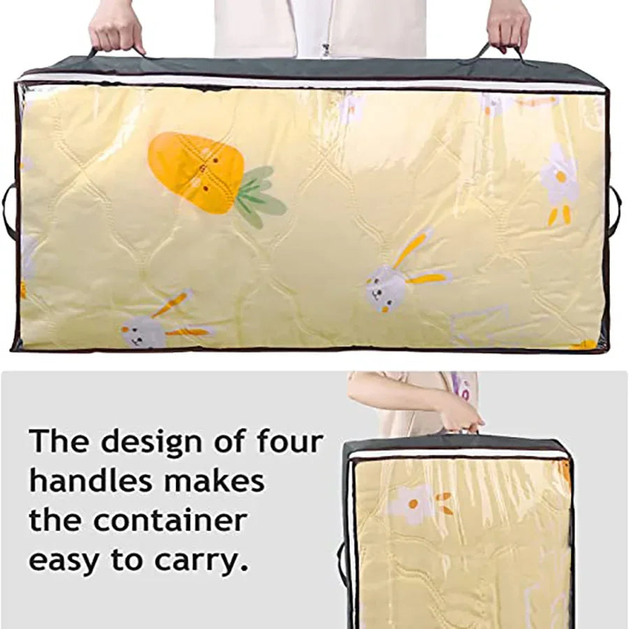 2 pieces under the bed quilt storage bag with cover can be folded, can be used for bedding clothes toys with reinforced handles