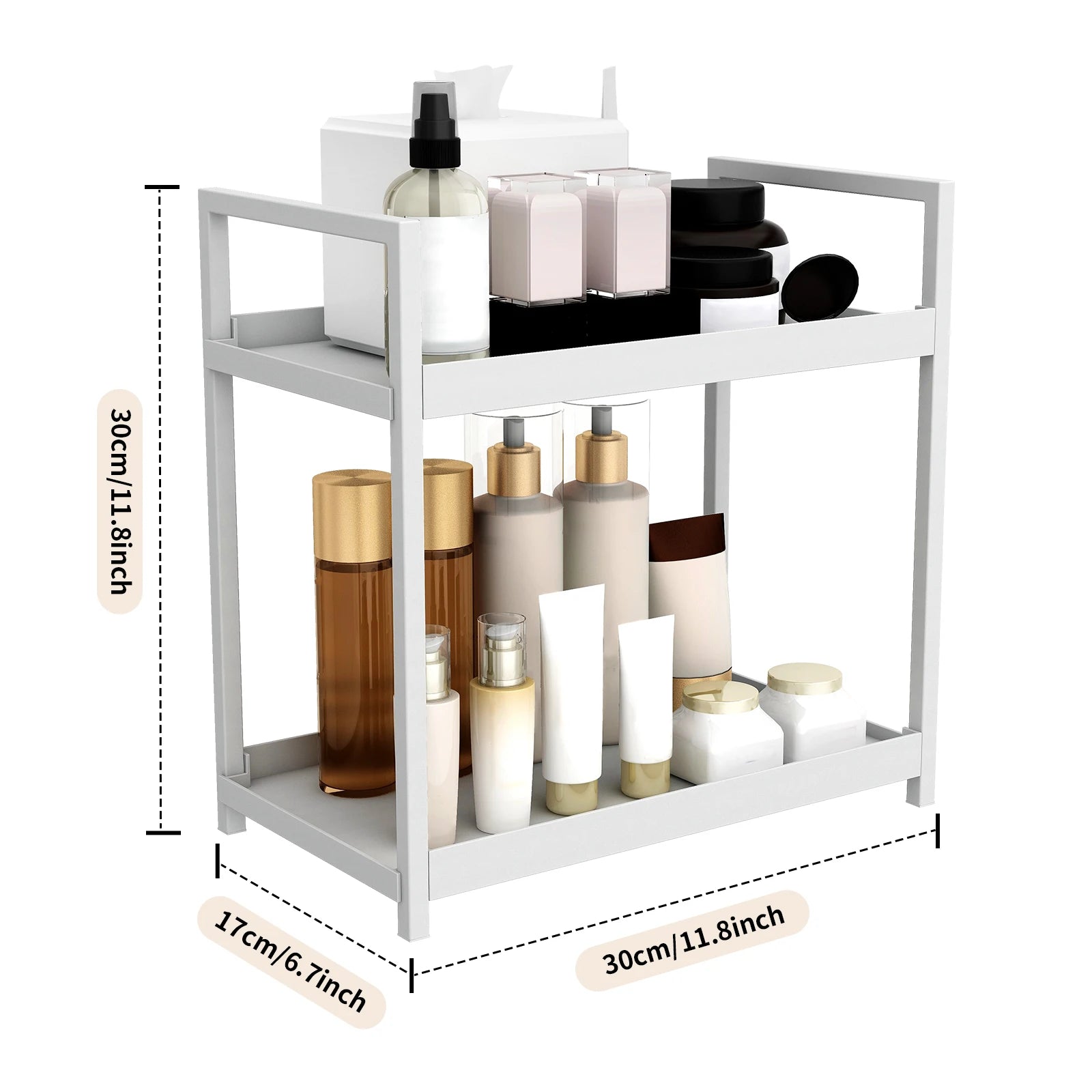 2 Tier storage rack, cosmetics rack, bathroom vanity organiser, Multiple Use