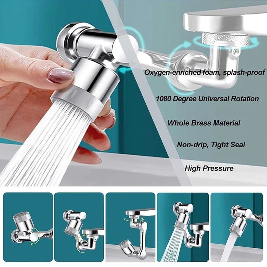 1080° Swivel Stainless Steel Faucet Extender – Dual-Mode Water Tap Sprayer & Universal Aerator