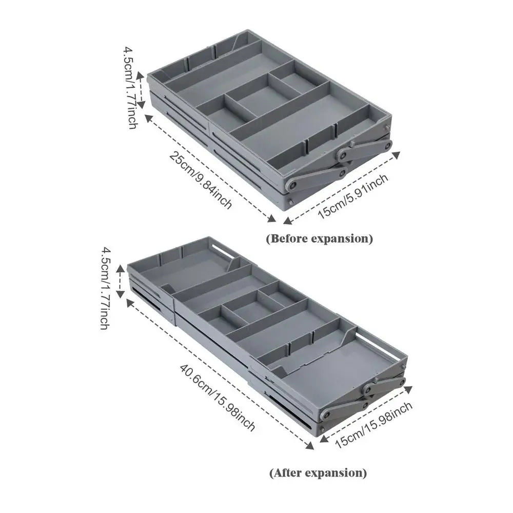 2/3 Tier Drawer Organizer Multi Level Collapsible Expandable Desk Organizer Trays Kitchen Gadgets Utensils, Vanity, Makeup