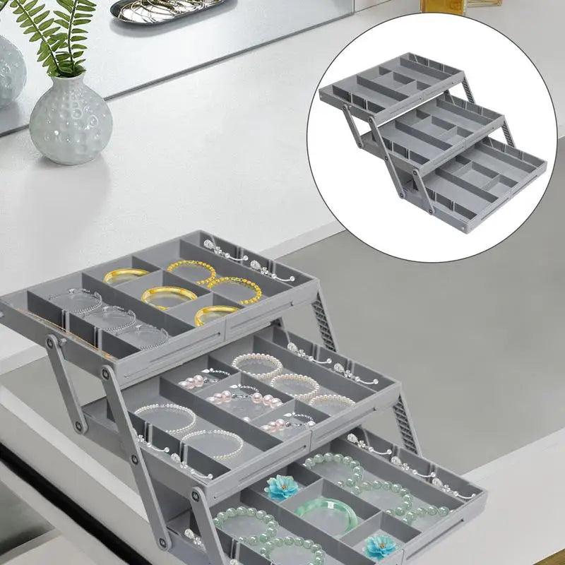 2/3 Tier Drawer Organizer Multi Level Collapsible Expandable Desk Organizer Trays Kitchen Gadgets Utensils, Vanity, Makeup