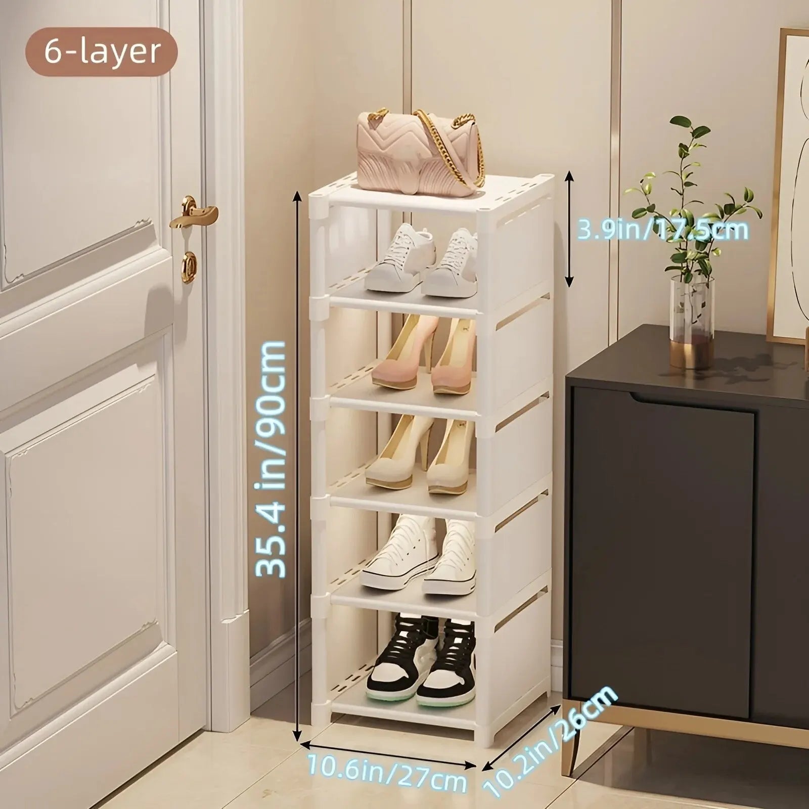 1pc 6/8 Layers Shoe Organizer, Space-saving Metal Frame & Fabric Interlayer Shoe Rack, T1 Shelf for Entryway Hallway Living Room