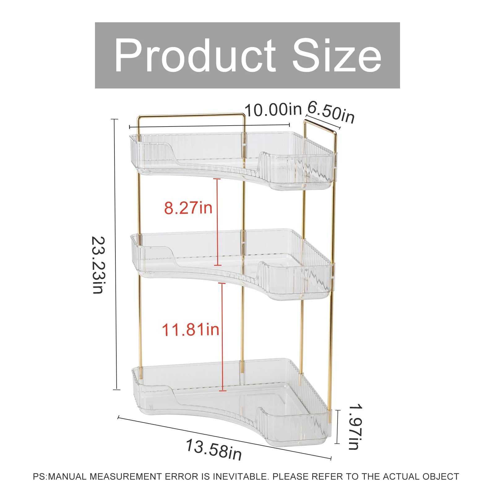 Makeup Storage Shelf Multi-function Bathroom Accessor Large Capacity 3-layer Lipstick Perfume Skincare Corner Rack