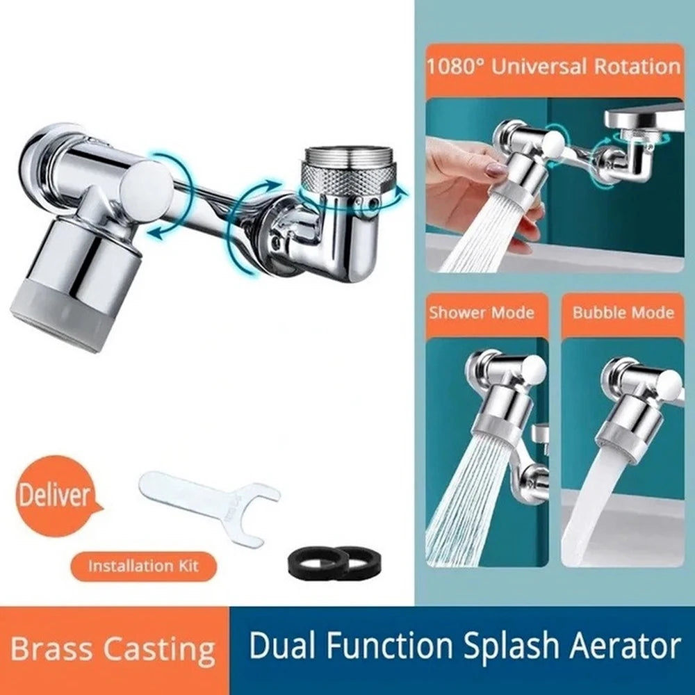 1080° Swivel Stainless Steel Faucet Extender – Dual-Mode Water Tap Sprayer & Universal Aerator