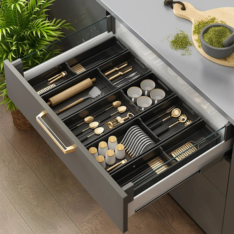 Utensil Drawer Organizer Kitchen Utensil Cutlery Tray Expandable Drawer Storage Retractable Under Cabinet Dish Drying Rack Shelf