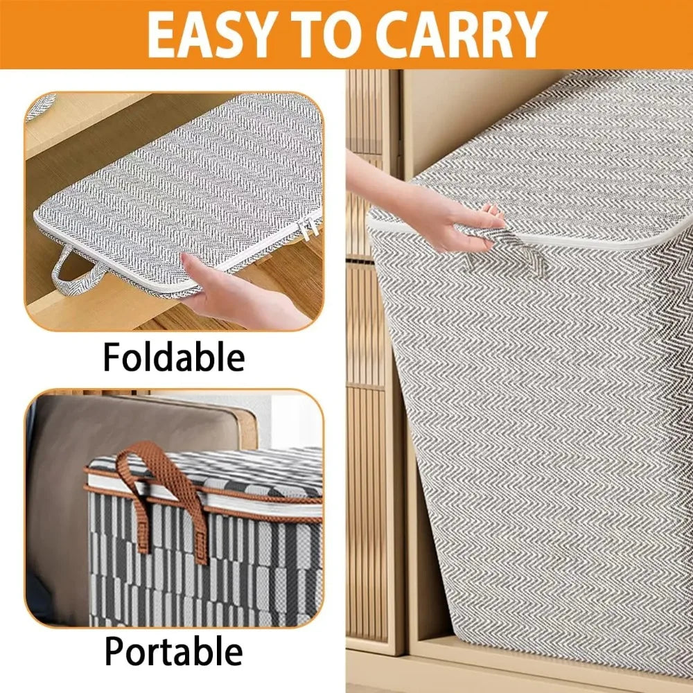 Large Capacity Storage Bag Wardrobe Organisers, Foldable Cube Storage Organiser For Large Size Quilts, Clothing Storage, etc