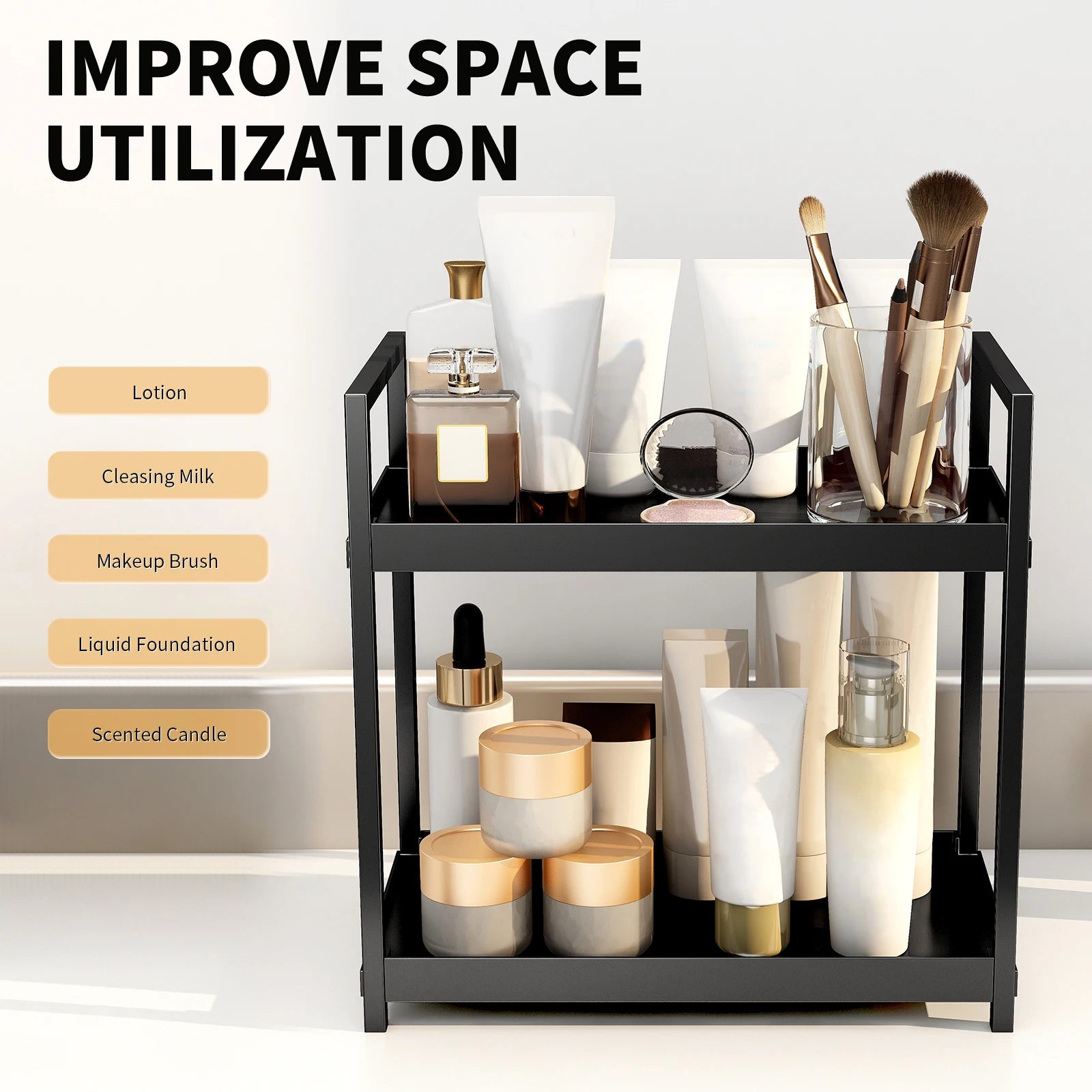 2 Tier storage rack, cosmetics rack, bathroom vanity organiser, Multiple Use