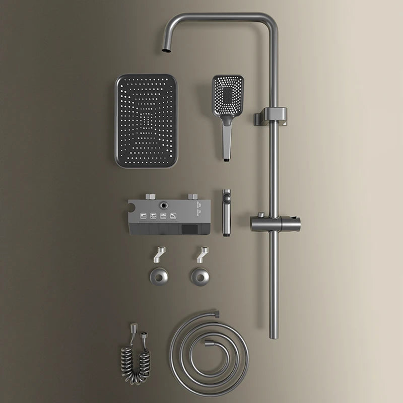 Bathroom Shower Full Set Black White Gray  Shower System Rain Pressurised Digital LED Shower Sets Hot Cold Shower Faucet