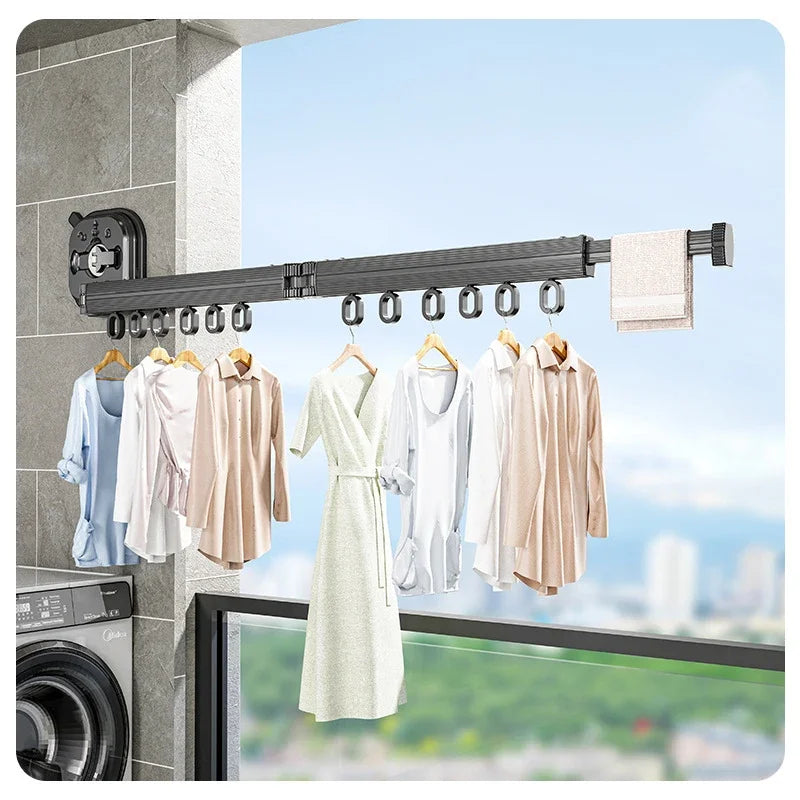 Retractable Clothes Drying Rack,Space-Saver,Collapsible Drying Racks for Laundry Room,Wall Mounted Clothes Hanger Rack