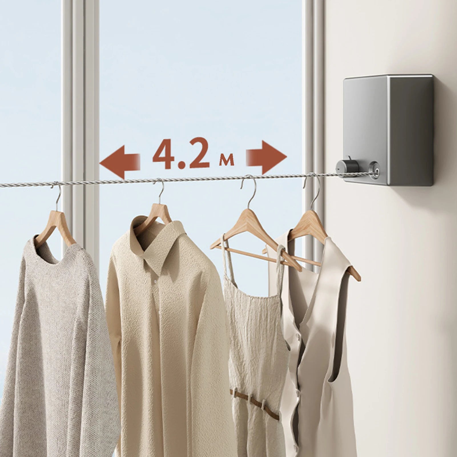 Compact Retractable Double Rope Clothesline – Stylish &amp; Space-Saving Laundry Solution