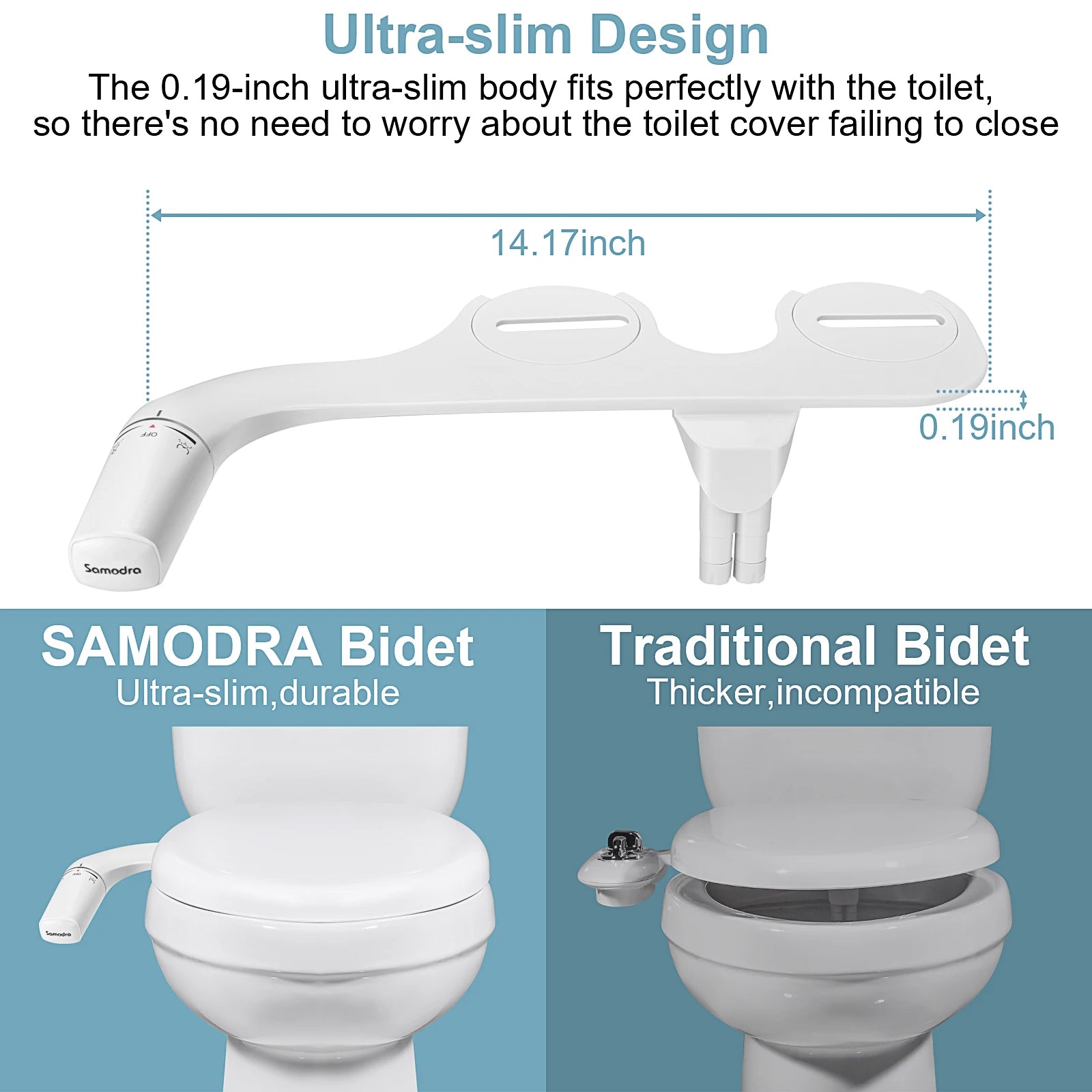 Ultra-Slim Bidet Attachment for Toilet